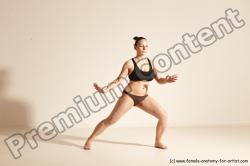 Underwear Martial art Woman White Moving poses Average long colored Dynamic poses Academic